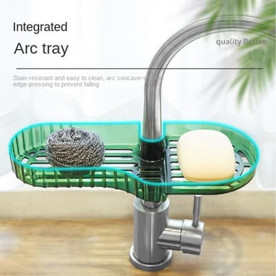 Un support de rangement pour robinet rotatif pour cuisine, éponge en tissu spécifique pour essuyer et égoutter la vaisselle, rangement pour évier, cadeau pour la maison, solide vert