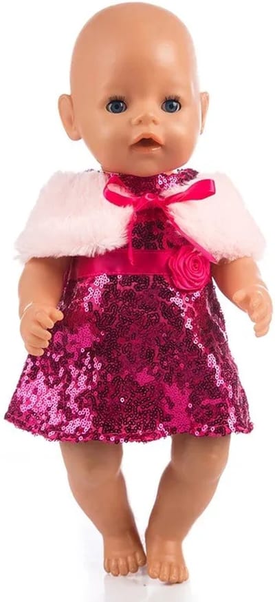 Jurkje met Legging en Bolero - Roze - Poppenkleertjes voor Pop 43 cm - Driedelige Set - Geschikt voor o.a. Baby Born