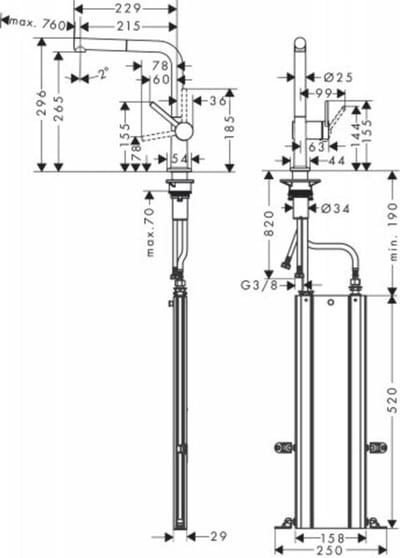 Hansgrohe M54 - Keukenkraan Talis met uittrekbare sproeikop, sBox, mat zwart 72809670