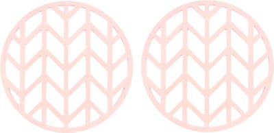 Krumble Pannenonderzetter - Set van 2 - Pannenonderzetter hittebestendig - Pannenonderzetter Siliconen - Pannenonderzettters - Pijlen patroon - Diameter 14 - Roze