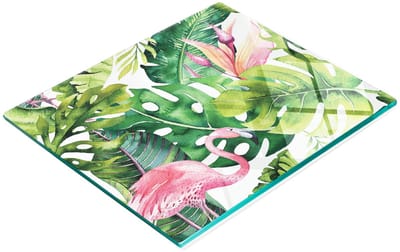 Keukenplank van gehard glas met afbeeldingen van tropische planten, 60x52 cm
