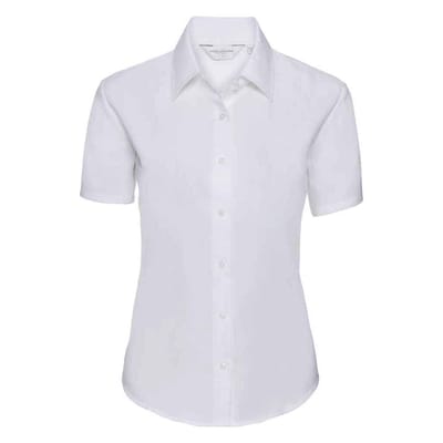 Russell Collection Dames/Dames Oxford Overhemd Met Korte Mouwen (Wit)