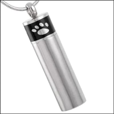Aramat Jewels | Gedenkhangers | Ashanger Huisdier RVS – Gedenksieraad Dier Zilverkleurig & Zwart | Cilinder-zwarte rand-5x1cm | |10mm | Staal | Volwassenen | Verkleurd niet