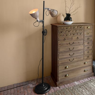 LOBERON Vloerlamp Fenric zwart/bruin