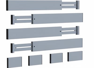Famanu – Bamboe ladeverdelers organisatoren - uitbreidbare ladescheiders splitter - 17-22 inch lange verstelbare veerbelaste organizer voor groot gebruiksvoorwerp - kleding - gereedschapsladen (grijs)
