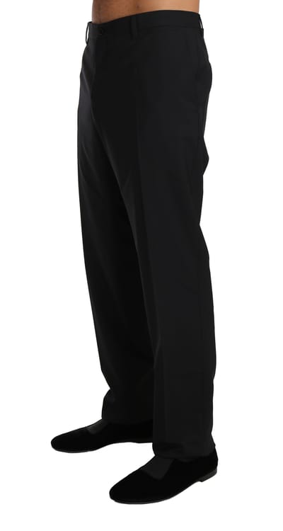 Dolce & Gabbana Zwarte Wol Stretch Formele Broek