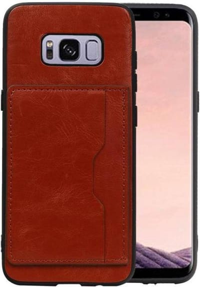 Bruin Staand Back Cover 1 Pasje Hoesje voor Samsung Galaxy S8