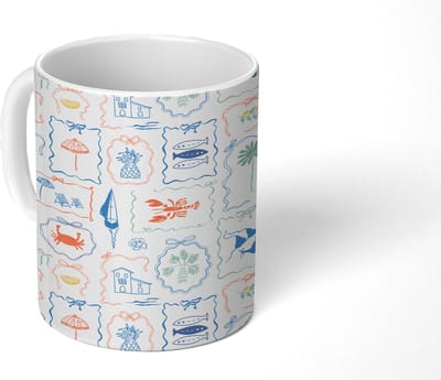 Mok - Koffiemok - Italiaans - Zee - Sfeer - Strand - Multi - Mokken - 350 ML - Beker - Koffiemokken - Theemok