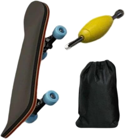 Vingerskateboard Houten - Mini Skateboard - Bureau Plezier - Gesloten Lagers - 16 x 5 cm - Lichtblauw