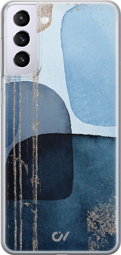 Hoesje geschikt voor Samsung Galaxy S21 Plus hoesje - Blue Abstract Shapes - - Blauw - - Casevibes