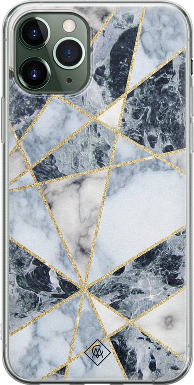 Casimoda® hoesje - Geschikt voor iPhone 11 Pro - Marmer Blauw - Siliconen/TPU telefoonhoesje - Backcover - Marmer - Blauw