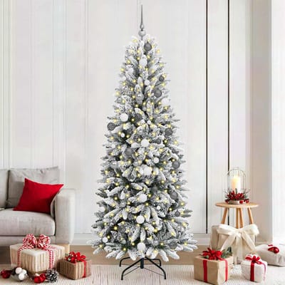 vidaXL Kunstkerstboom Wit 210 cm PVC en Plastic en Staal en PE