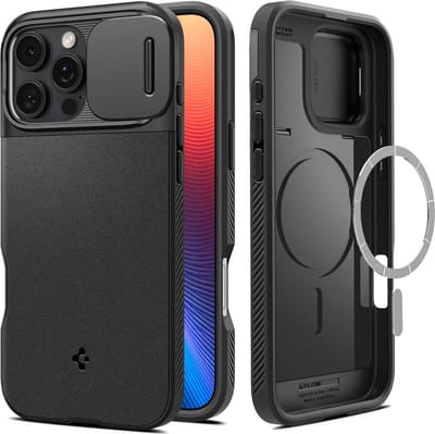 Spigen Optik Armor MagFit | Hoesje Geschikt voor Apple iPhone 16 Pro Max | Compatibel met MagSafe | Back Cover met Camera Slider | Zwart