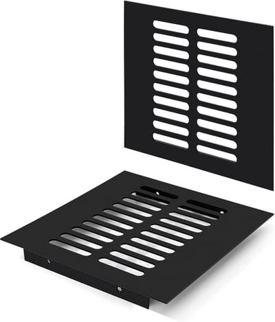 2x Zwart Rechthoekig Ventilatie Rooster - Aluminium Afvoer- en Toevoerrooster 150x150mm