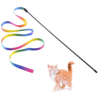 Dubbelzijdige regenboogband katten speelgoed grensoverschrijdend regenboogband katten speelgoed om katten en honden te vermaken 120cm gray