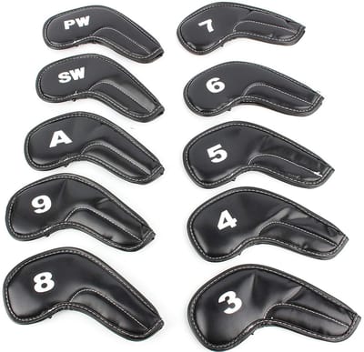 Dailygoods- Golfkopbeschermers 10-delig - Duurzaam - Waterdicht - Ijzeren hoofdbeschermers - Golfbeschermingstas - Nummerafdrukken - Golfclubbescherming