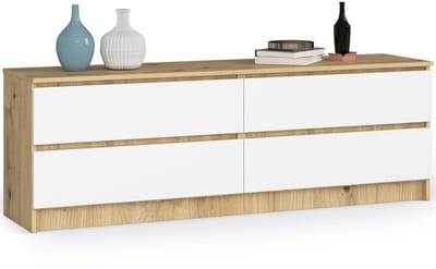 Ladekast K160 met 4 Lades / AKORD Furniture Factory / Artisan Eik - Wit / 160 x 55 x 40 cm
