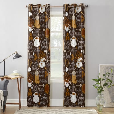 Koffie Koffiebonen Koffiekopje Raamgordijn Woonkamer Luxe Valgordijn voor Slaapkamer Huis Keuken Decor Gordijn 135W x 60H(cm) x1