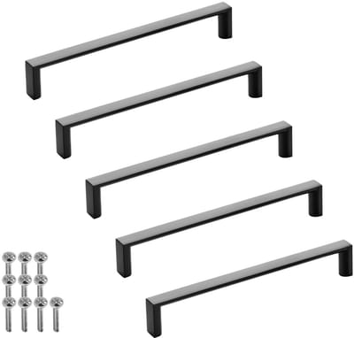 SOTECH set van 5 meubelgrepen BLACKLINE XI BA 160 mm mat zwart (lengte 167 mm, breedte 12 mm, hoogte 27 mm) design aluminium keukengreep