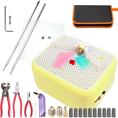 Glas Slijpset - Mozaïek Gereedschap - Glasbewerking Hobby - Verstelbare Slijpkop - 27x22 Werkblad - Geel