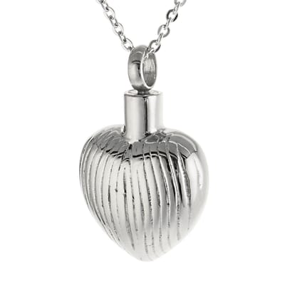 Aramat Jewels | Gedenkhangers | Ashanger Hartjes Zilverkleurig met Strepen – 3cm Gedenkhanger Herinnering | | | |20mm | Staal | Volwassenen | Verkleurd niet