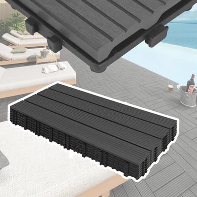 Balkonvloer Tegels - Houten Composiet - Buiten Leven - Klik Systeem - 30x60 cm - Antraciet