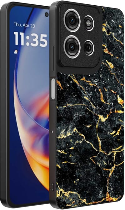 Geschikt voor Motorola Edge 50 Neo Telefoonhoesje met Zwart Goud Marmer Opdruk - TPU Backcover Case Black Gold Marble Design - Zwart Goud - Smartphonica geschikt voor Motorola Edge 50 Neo