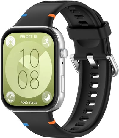 Stravo Siliconen Bandje met pin-gesp Geschikt voor Huawei Watch Fit 5 / Watch Fit 5 Pro / Watch Fit 4 / Watch Fit 4 pro / Watch Fit 3 – Ademend & Comfortabel Horlogeband – Zwart