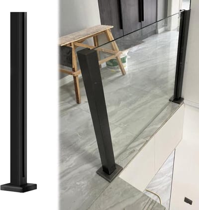 Glazen Balustrade Paal - Dekleuningen Systeem - Veilig Terras - Roestvrij Staal - 10-12mm Glas - Zwart