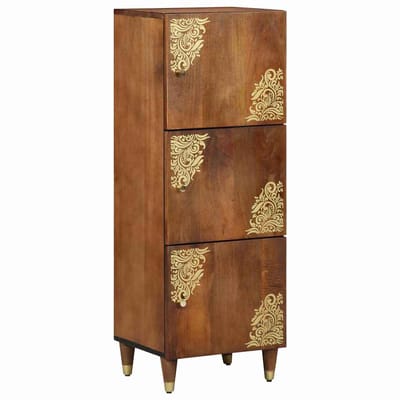vidaXL - Highboard - met - plank - Bruin - 40 - x - 33 - x - 110 - cm - Massief - Mango - Hout