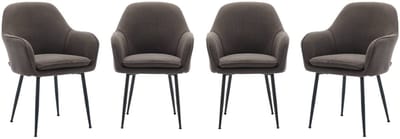 sweeek - Set van 4 stoelen in corduroy met matzwarte metalen poten, l 57 x d 59 x h 84,5