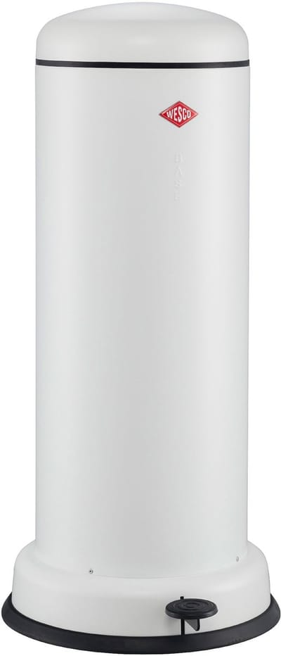 WESCO Big Baseboy Prullenbak met Soft Close | 30 Liter | Metaal - Mat wit | Pedaalemmer
