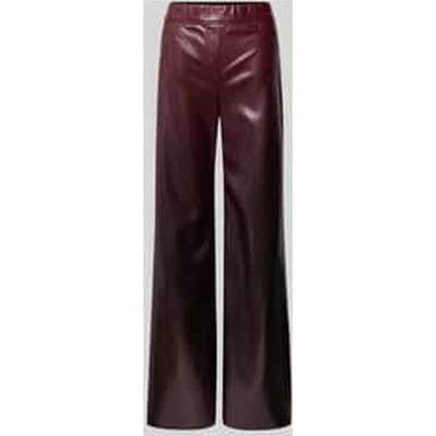 Wide fit stoffen broek in leerlook met siernaden