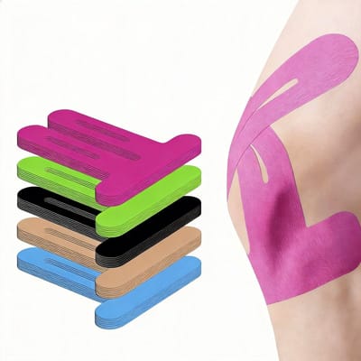 BOTC Kinesiologietape Knie - Roze Rood - 12 Stuks Kinesiotape voor Knie - Waterbestendige Sporttape - Hypoallergene Katoenen Knie Tape - Roze Rood