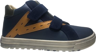 Naturino - mt 31 - velcro's hoge lederen sneakers - Snip High - navy okergeel