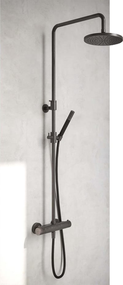Hotbath Cobber SDS9 opbouw regendoucheset met ronde handdouche en 30cm ronde hoofddouche aan glijstang verouderd ijzer