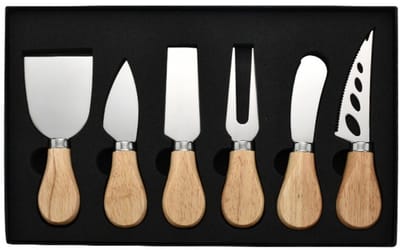 TOVBMUP Kaasmessen - Kaasmes - Kaasmessenset - Hout - RVS - geschenkdoos - geschikt voor charcuterieplateau-accessoires - set 6 kaasmesjes