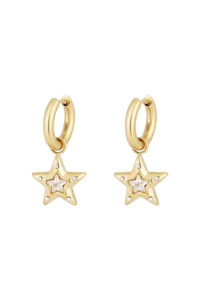 Oorbellen met ster en glitters | Gouden oorbellen | Stainless steel | Oorhangers | Nikkelvrij | Verkleurt niet | Waterproof | Sint | Kerst | Cadeau | Dames sieraden