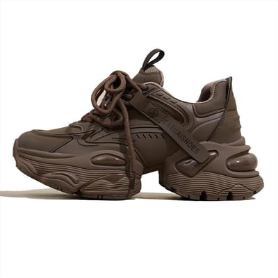 Papa Schoenen Leer Binnenkant Hoogteverhoging Damesschoenen Lente Nieuw Veelzijdig Dikke Zool Lichtgewicht Casual Sportschoenen Dames 39 black