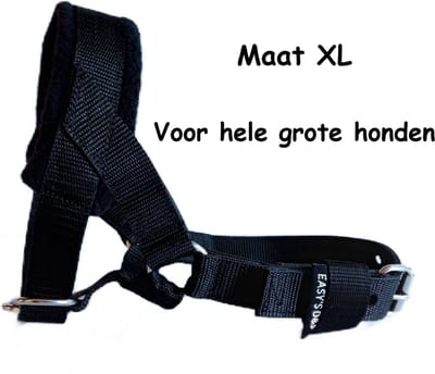 Hoofdhalster hond - Anti trek - Zwart - Gevoerd - Maat XL - Antitrek hoofdhalster hond - Hoofdhalster hond - Antitrek hond - Trainingshalsband