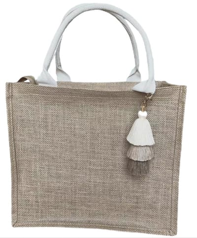 Unyqoos® Stijlvolle Jute Tas met Ritssluiting en Afneembare Kwasthanger, Grote Capaciteit, Waterafstotend Ontwerp