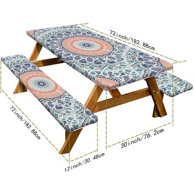 Picknicktafel en Stoelhoes Tuin Buiten Picknicktafel en Stoel Beschermhoes Driesets Picknicktafel Bank Elastische Stofhoes 76.2CM+182CM