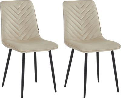 Colenis® - Senny Eetkamerstoel - Set Van 2 - Beige - Fluweel - Industrieel - Eetkamerstoelen