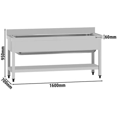 GGM Gastro Topfspültisch ECO - 1600x700mm - mit Grundboden & 1 Becken