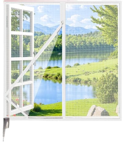 YAGXIG Horgaas - Geen boren nodig - Magnetische automatische sluiting - Met plakband - Geschikt voor slaapkamers, balkons en deuren (wit, 120 x 120 cm)