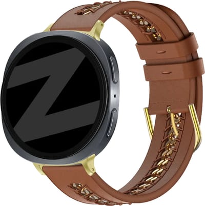 Bandz Leren 'Chains' bandje geschikt voor Samsung Galaxy Watch 9 (40/44mm) / Watch 8 (40/44mm) / 8 Classic (46mm) - Bruin