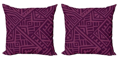 ABAKUHAUS etnische Kussenhoes Set – 2x50x50 cm – Dubbelzijdig Digitaaldruk – Rits – Lila/Magenta en Plum