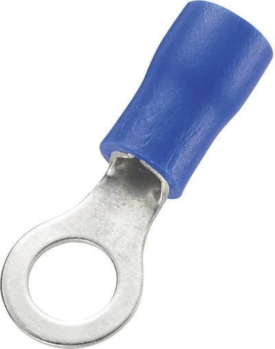 TRU COMPONENTS 1572136 Ringkabelschoen Dwarsdoorsnede (max.): 2.50 mm² Schachtdiameter: 5.2 mm Deels geïsoleerd Blauw 1