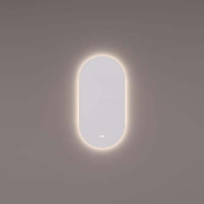 HIPP Design spiegel Ovaal-Recht PVD Geborsteld Messing met Indirecte LED Verlichting 40 x 90 x 3 cm met Spiegelverwarming. Kleurenwissel en Touch Dimmer