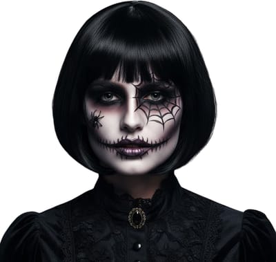 Boland Halloween pruik - zwart - dames - boblijn pruik - horror - verkleden - halloween